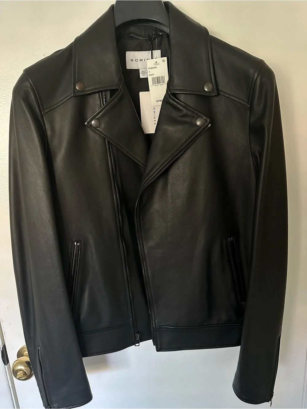 Nominee Black lambskin Leather Moto Jacket,made in Italy